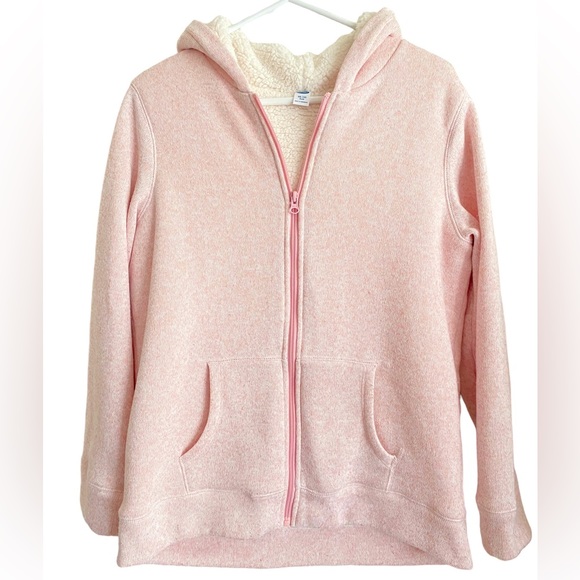 Old Navy 16 PLUS Full Zip Jacket Hoodie Sherpa Lined Sweater Knit PINK - Picture 1 of 7